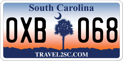 SC license plate OXB068