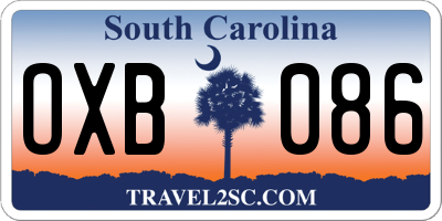 SC license plate OXB086