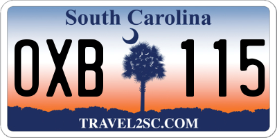 SC license plate OXB115