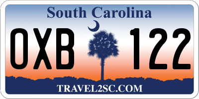 SC license plate OXB122