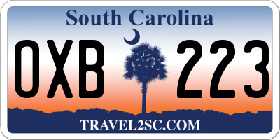 SC license plate OXB223