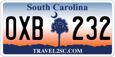 SC license plate OXB232