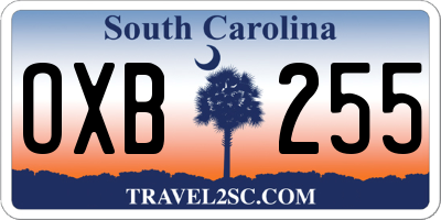 SC license plate OXB255
