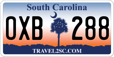 SC license plate OXB288