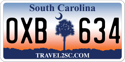 SC license plate OXB634