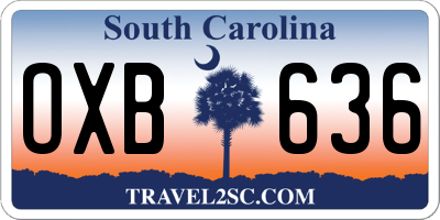 SC license plate OXB636
