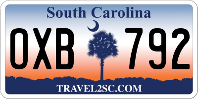 SC license plate OXB792
