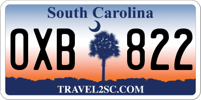 SC license plate OXB822