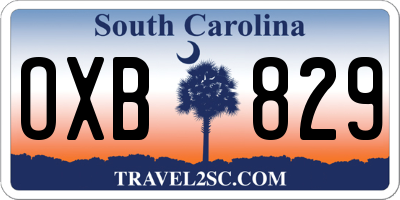 SC license plate OXB829