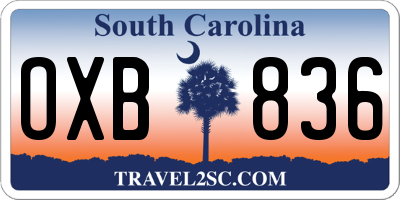 SC license plate OXB836