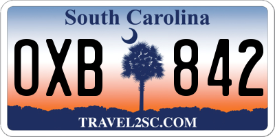 SC license plate OXB842