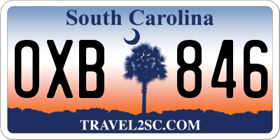 SC license plate OXB846