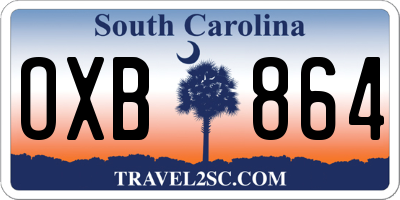 SC license plate OXB864