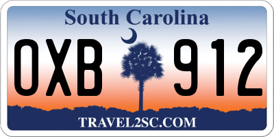 SC license plate OXB912