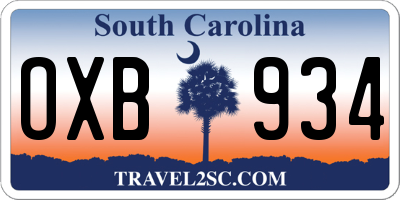 SC license plate OXB934