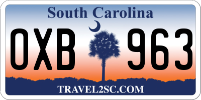 SC license plate OXB963