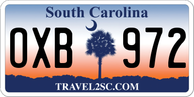 SC license plate OXB972