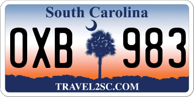 SC license plate OXB983