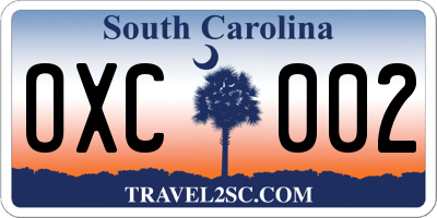 SC license plate OXC002