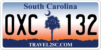 SC license plate OXC132