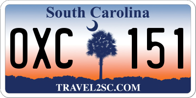 SC license plate OXC151
