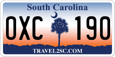 SC license plate OXC190