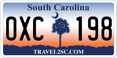 SC license plate OXC198