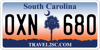 SC license plate OXN680