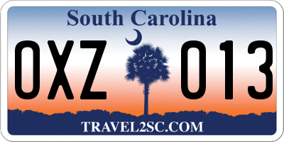 SC license plate OXZ013