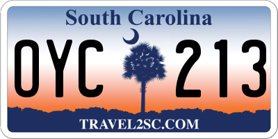 SC license plate OYC213