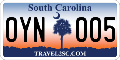 SC license plate OYN005
