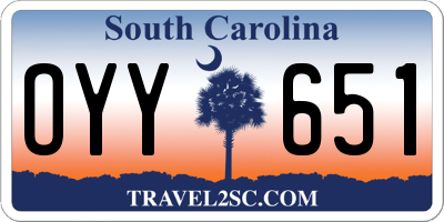 SC license plate OYY651