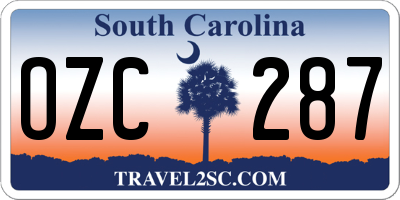 SC license plate OZC287