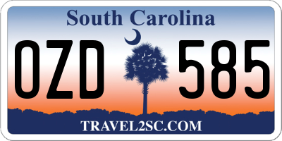 SC license plate OZD585