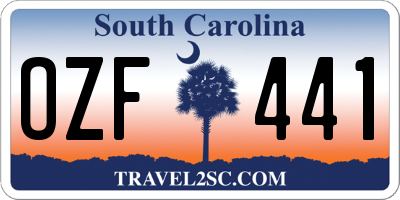 SC license plate OZF441