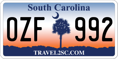 SC license plate OZF992