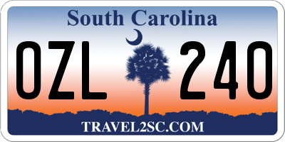 SC license plate OZL240