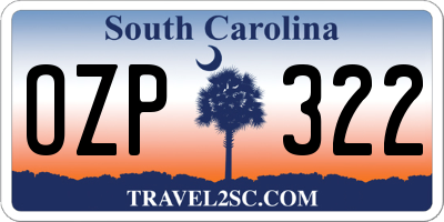 SC license plate OZP322