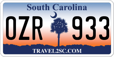 SC license plate OZR933