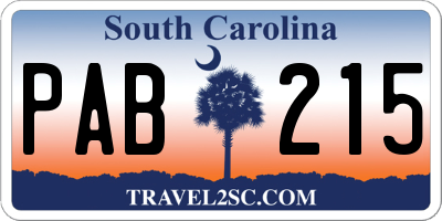 SC license plate PAB215