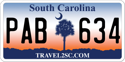 SC license plate PAB634