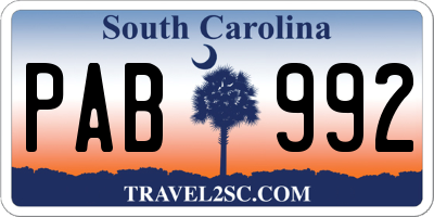 SC license plate PAB992