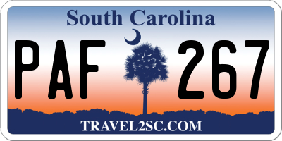 SC license plate PAF267