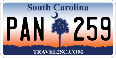 SC license plate PAN259