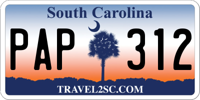 SC license plate PAP312
