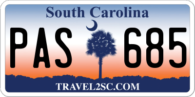 SC license plate PAS685