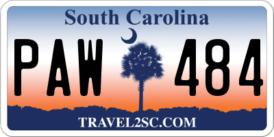 SC license plate PAW484