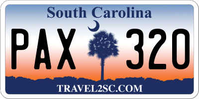 SC license plate PAX320