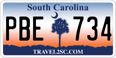 SC license plate PBE734