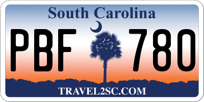 SC license plate PBF780